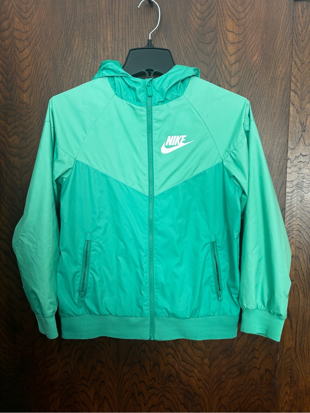 Nike Kids' Green Windbreaker Jacket with Hood
